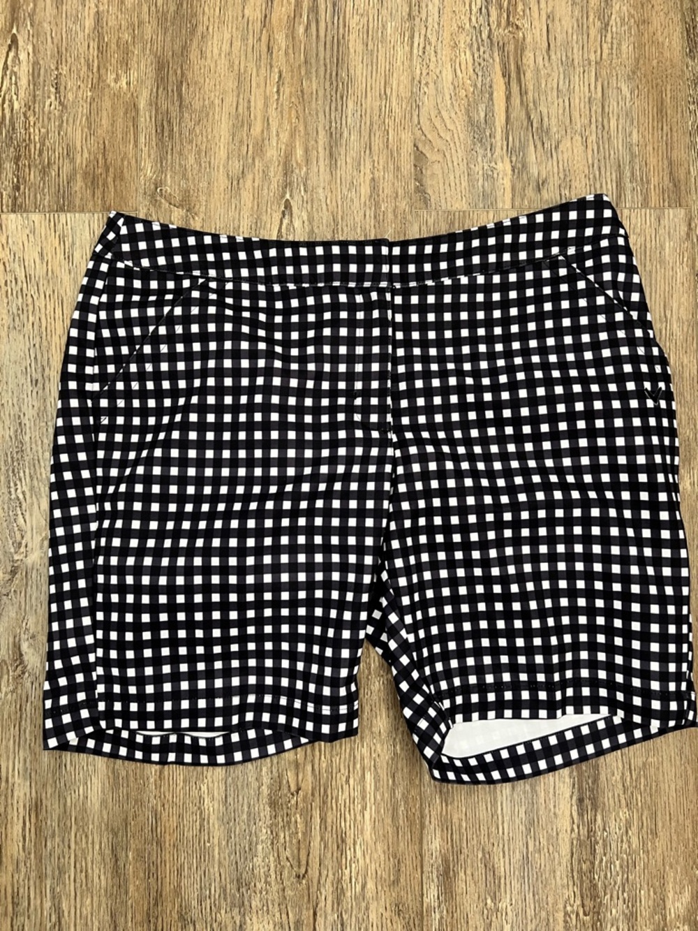Callaway Shorts Women's 8 Black White Gingham Check Opti-Dri Golf